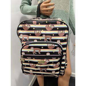 Betsey Johnson Backpack Sloth Bag Book Bag Faux Leather With Pouch